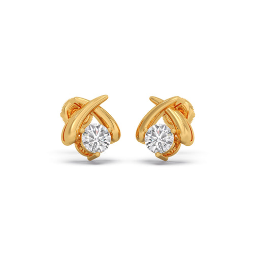 Lexi-Cross Round Solitaire Stud Earrings