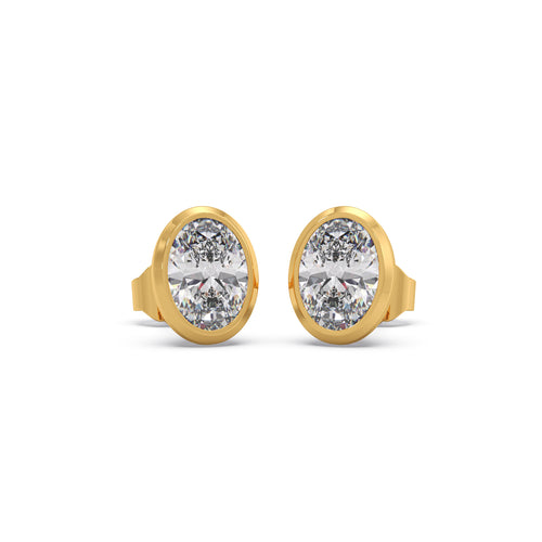 Statuesque Oval Solitaire Stud Earrings