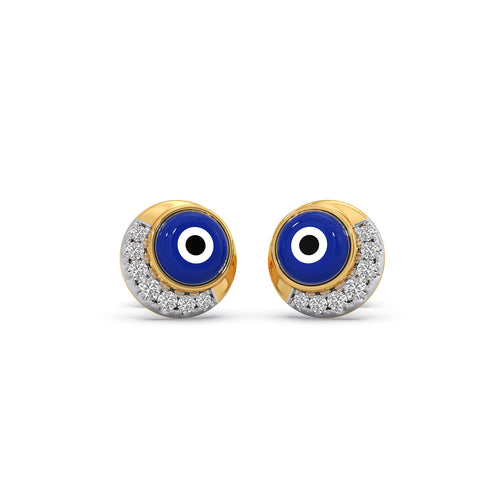 Elevate Round Diamond Evil Eye Stud Earrings
