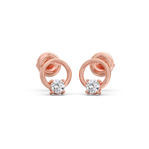 Circle Embrace Solitaire Diamond Earrings