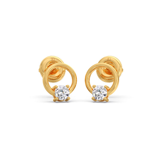 Circle Embrace Solitaire Diamond Earrings - Yellow