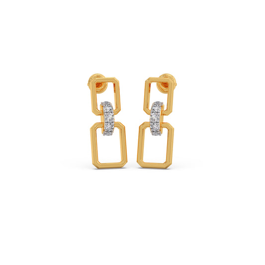 Quadra Link Diamond Drop Earrings - Yellow