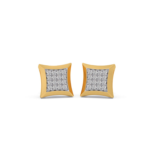 Cluster Square Stud Earrings - Yellow