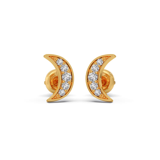 Crescent Spark Diamond Earrings - Yellow