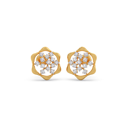 Petal-Pop Cluster Diamond Stud Earrings