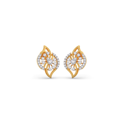 Gilded Petal Diamond Stud Earrings