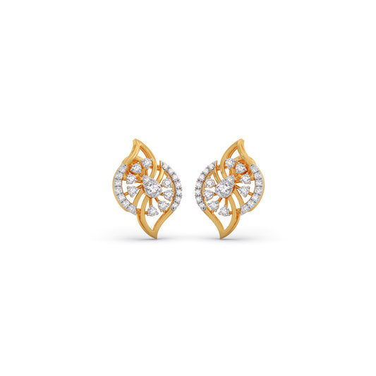 Gilded Petal Diamond Stud Earrings - Yellow