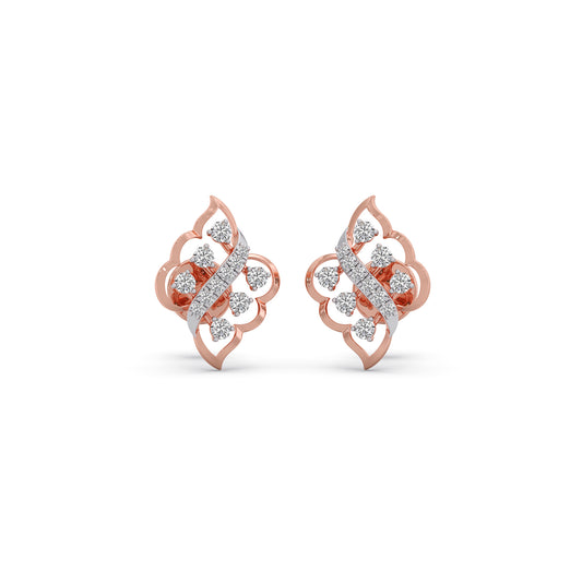 Radiant Leaf Diamond Stud Earrings - Rose