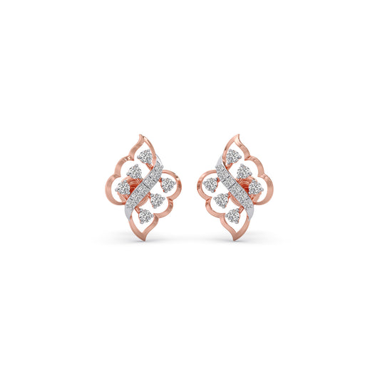 Radiant Leaf Diamond Stud Earrings - Rose