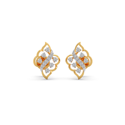 Radiant Leaf Diamond Stud Earrings
