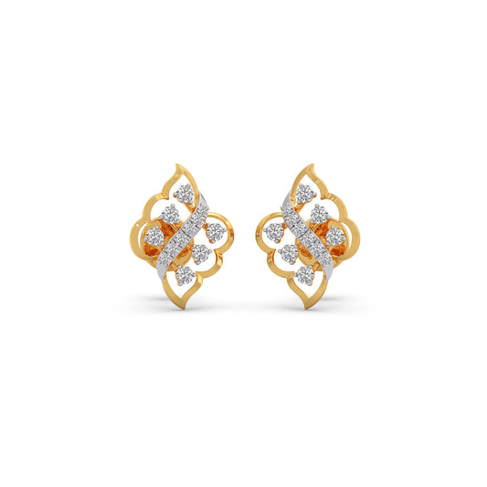 Radiant Leaf Diamond Stud Earrings - Yellow