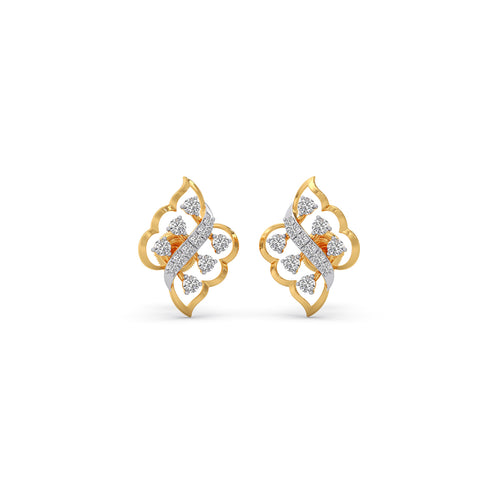 Radiant Leaf Diamond Stud Earrings