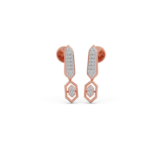 Duo-Hexagon Diamond Drop Earrings - Rose
