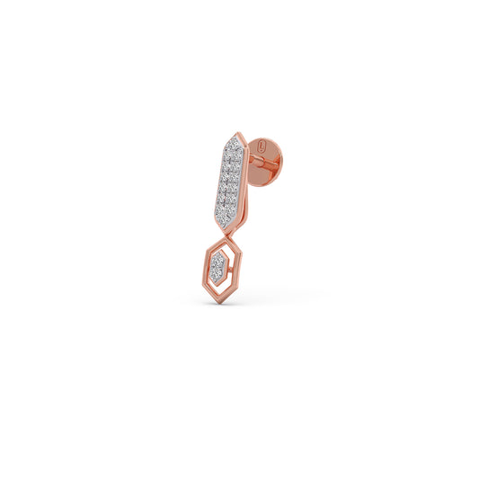 Duo-Hexagon Diamond Drop Earrings - Rose