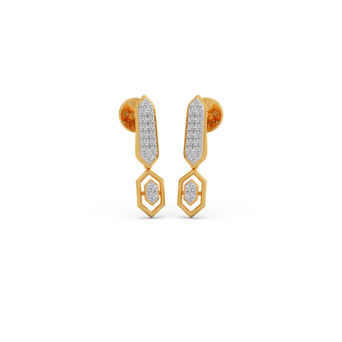 Duo-Hexagon Diamond Drop Earrings