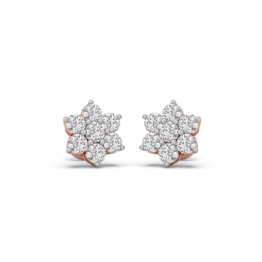 Rosette Cluster Diamond Stud Earrings - Rose
