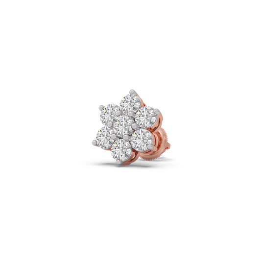 Rosette Cluster Diamond Stud Earrings - Rose