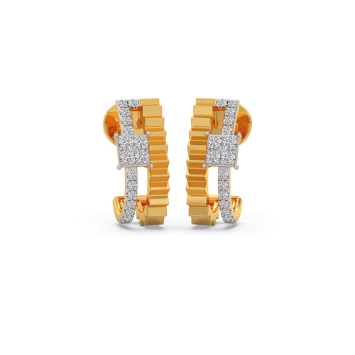Dual Diamond J-Bali Earrings