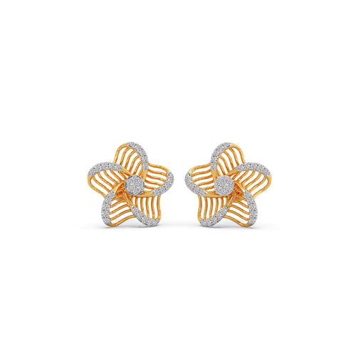 Floral Pinwheel Diamond Stud Earrings