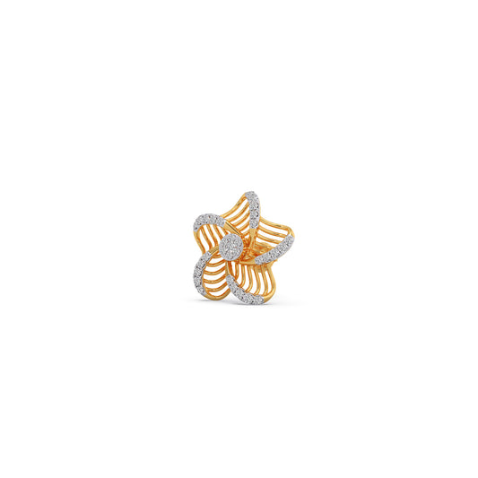 Floral Pinwheel Diamond Stud Earrings - Yellow