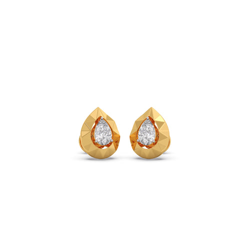 Fluted Teardrop Solitaire Stud Earrings