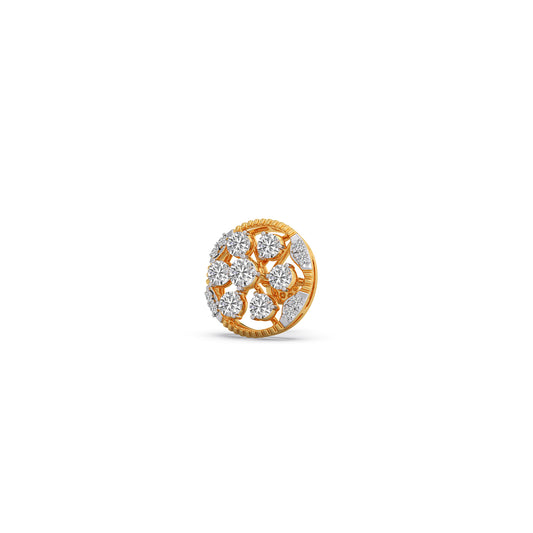 Tiara Cluster Diamond Stud Earrings - Yellow
