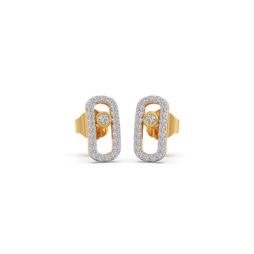 Halo Ellipse Diamond Stud Earrings