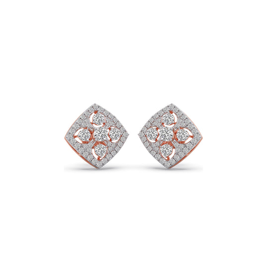 Quadrille Cluster Diamond Stud Earrings - Rose