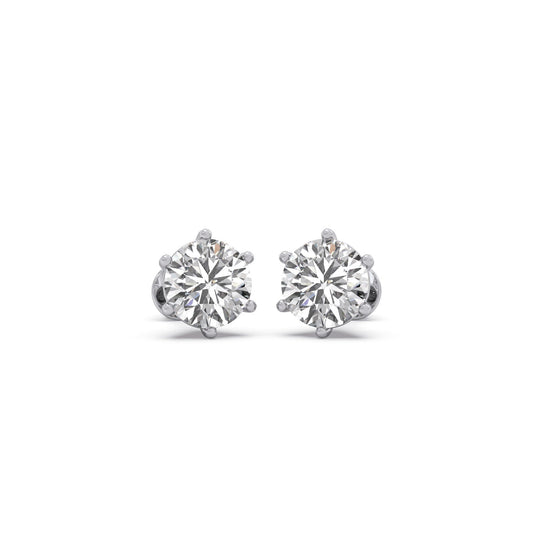 Lush-Light Round Solitaire Stud Earrings - White