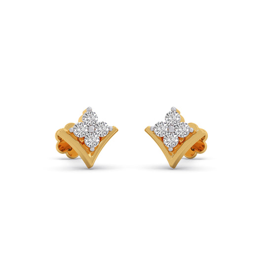 Mini Mosaic Diamond Stud Earrings - Yellow