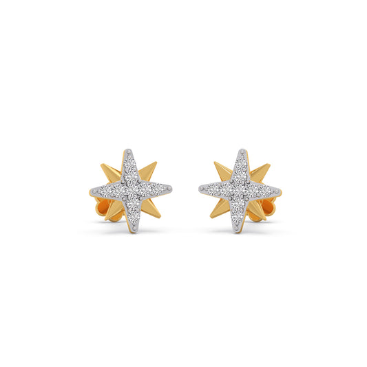 North Star Diamond Stud Earrings - Yellow