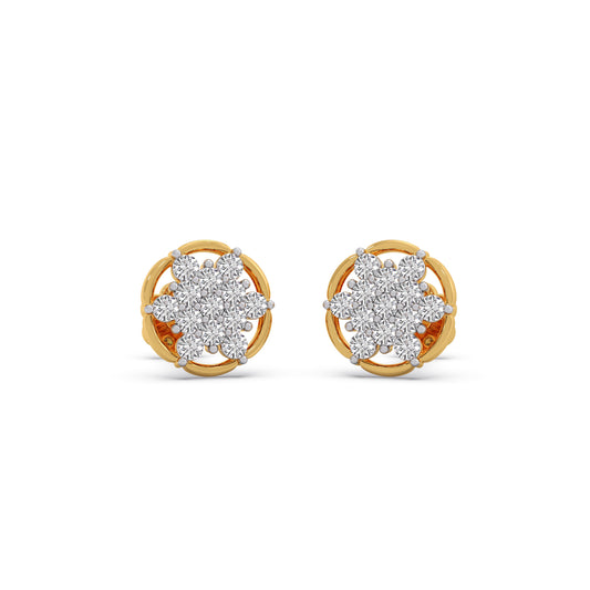 Snowflake Cluster Diamond Earrings - Yellow