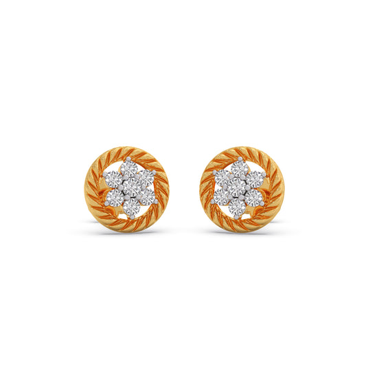 Laurel Wreath Cluster Diamond Earrings - Yellow