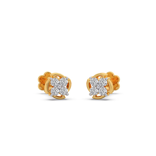 Flora Cluster Diamond Stud Earrings - Yellow