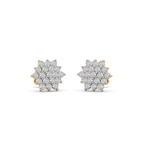 Sunburst Cluster Diamond Stud Earrings