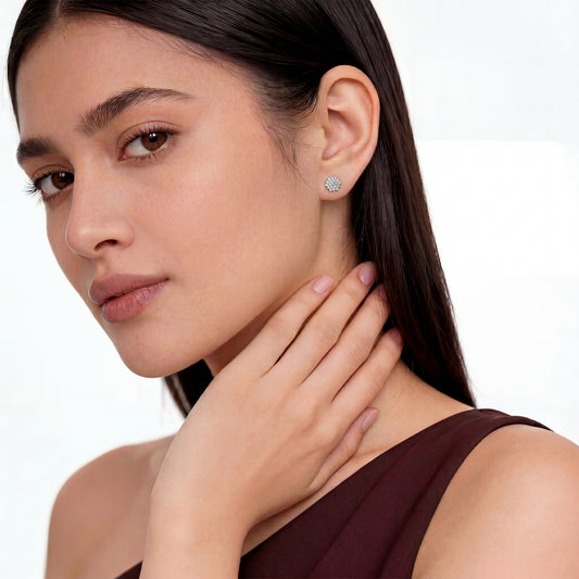 Sunburst Cluster Diamond Stud Earrings - MQ_AI