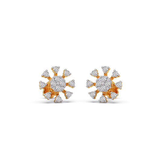 Suraj Cluster Diamond Stud Earrings - Yellow
