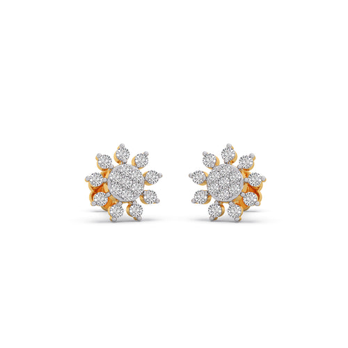 Vintage Floral Diamond Stud Earrings
