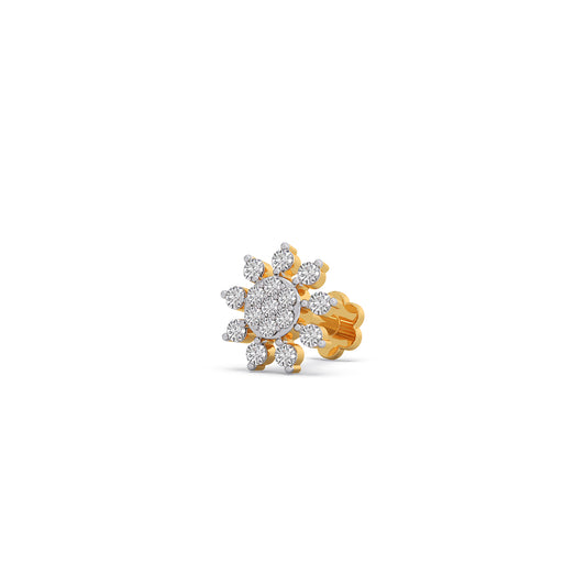 Vintage Floral Diamond Stud Earrings - Yellow
