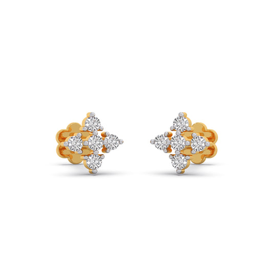 Quartet Cluster Diamond Stud Earrings - Yellow