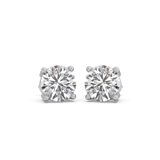 Solis Round Solitaire Stud Earrings - White