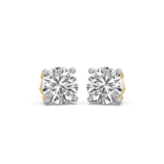 Solis Round Solitaire Stud Earrings - Yellow
