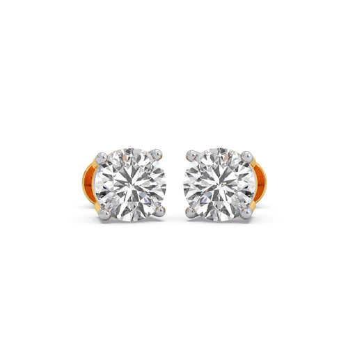 Solis Round Solitaire Stud Earrings