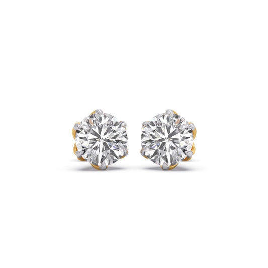 Starlet Round Solitaire Stud Earrings - Yellow