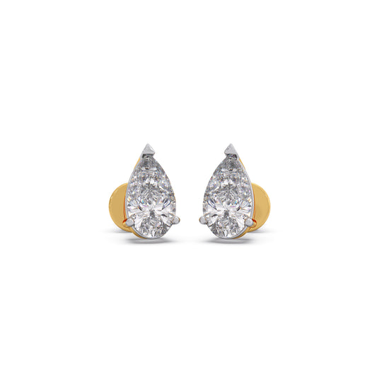 Classic Pear Solitaire Stud Earrings - Yellow