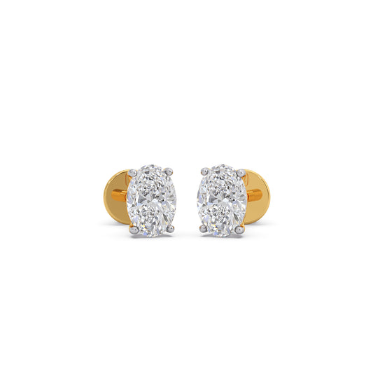1.5 ct Sleek Oval Solitaire Stud Earrings - Yellow