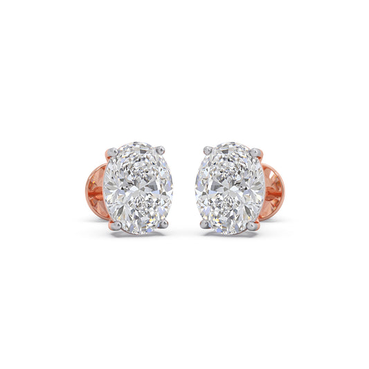 3 ct Serene Oval Solitaire Stud Earrings - Rose