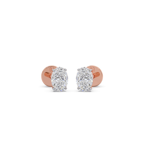 1 ct Sculpted Oval Solitaire Stud Earrings
