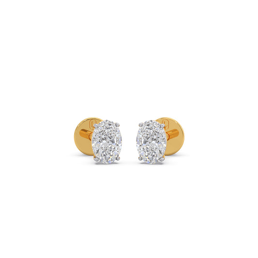 1 ct Sculpted Oval Solitaire Stud Earrings - Yellow