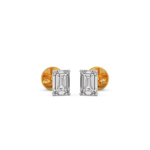 1 ct Pristine Emerald Solitaire Stud Earrings